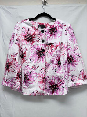 Women's Vintage First Option Floral Jacket Size M White Pink